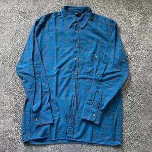 Unicorn Made in Portugal Blue Windowpane Plaid Cotton Button Up Shirt Large